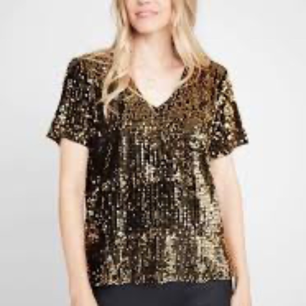 Elegant Gold Sequin Women's Blouse